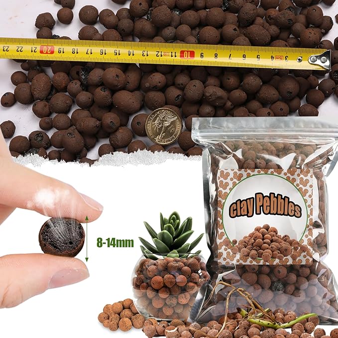 4.4 LB Clay Pebbles Leca Balls for Plants, hydroponic expanded Clay Pebbles, Ideal for Potted Planter Drainage Rocks Material