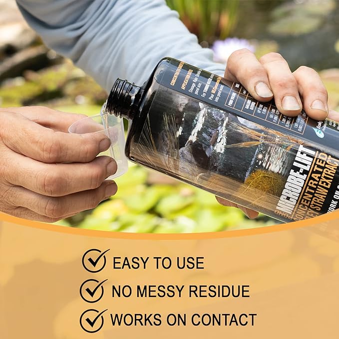 MICROBE-LIFT MLCBSE2L Concentrated Barley Straw Extract Conditioner for Ponds and Outdoor Water Garden, Safe for Live Koi Fish, Plants, and Decorations, 64 Ounces