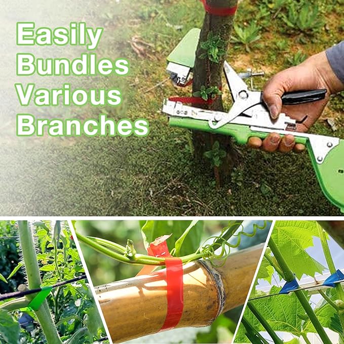 Plant Tying Machine,Plant Tapener,Tape Gun,Garden Vine Tying Tape with 20 Rolls and 10000pcs Staples,Vineyard Tool Garden Tools for Grapes, Raspberries, Tomatoes and Vining Vegetables etc