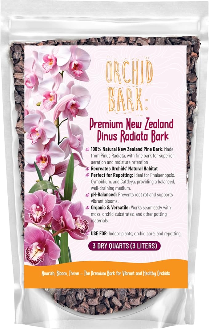 Premium Orchid Bark for Potting Mix – Ready-to-Use Pine Bark for Indoor Plants, Orchid Repotting & Soil Mix Creation, Ideal Orchid Medium (3 quarts)