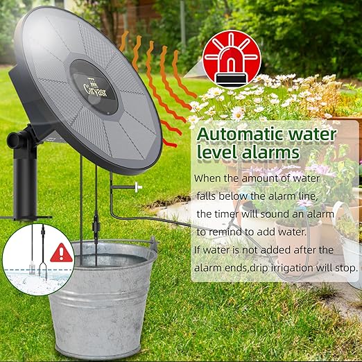 Solar Drip Irrigation System, Automatic Watering System with 2200mAh Battery and 6 Timer Modes for Potted Plants Drip Irrigation Kit for Balconies, Green House, Garden, Balcony