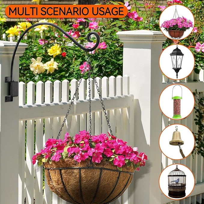 Swivel Hanging Plant Bracket Outdoor: Long Swivel Bird Feeder Hanger Bracket for Tree - Wall Mount Swivel Hook for Hummmingbird 22Inch