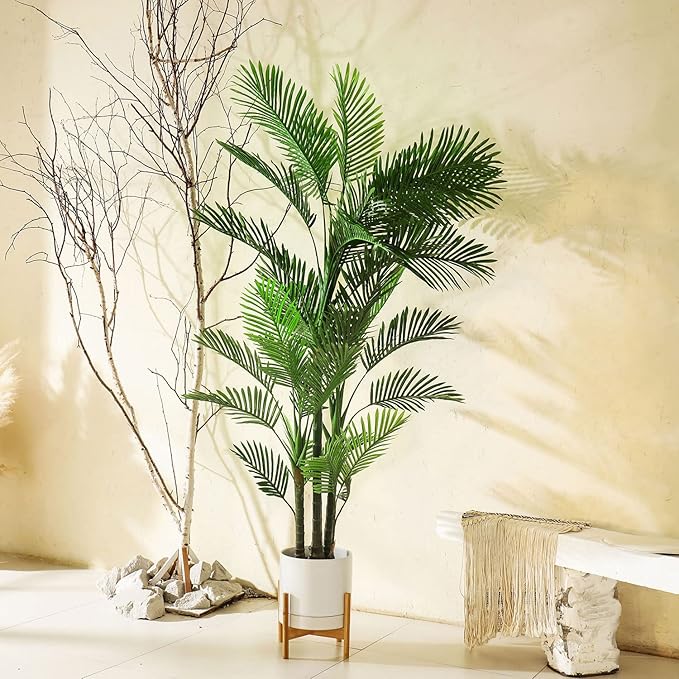 Aveyas 10 inch Ceramic Plant Pot with Drainage Hole and Saucer - Suitable for Indoor and Outdoor Use, Modern Planters for House Garden Flower Tree Snake Monstera Plants (10", Matte White)