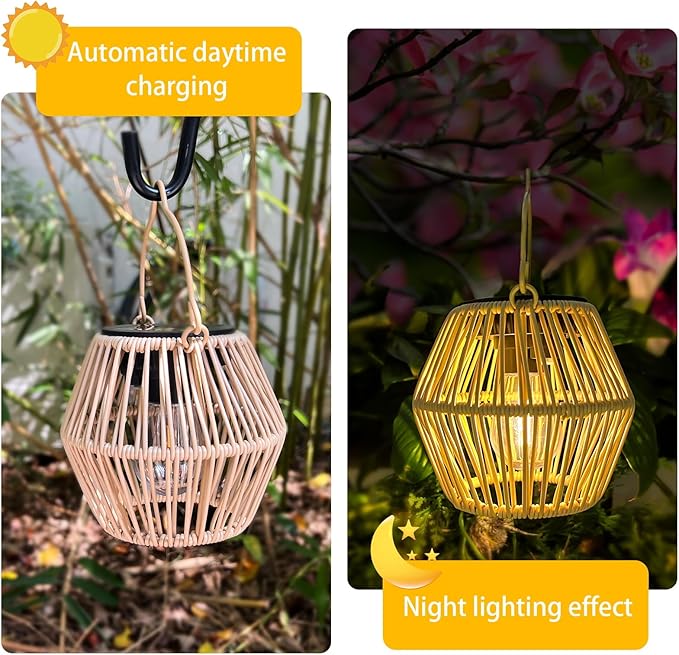Solar Lanterns Outdoor,Solar Lanterns Outdoor Waterproof Lights for Outside Hanging Lamp Lights Decoration for Garden,Yard,Patio -2 Pack