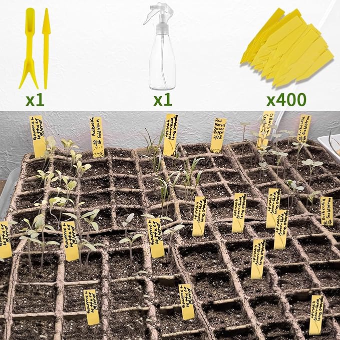 SYITCUN 480 Cells Seed Starter Tray, 40 Pack Biodegradable Seed Starter Kit, Peat Pots for Seedlings with 400 Plant Labels, 2 Seed Planting Tool and 1 Spray Bottle