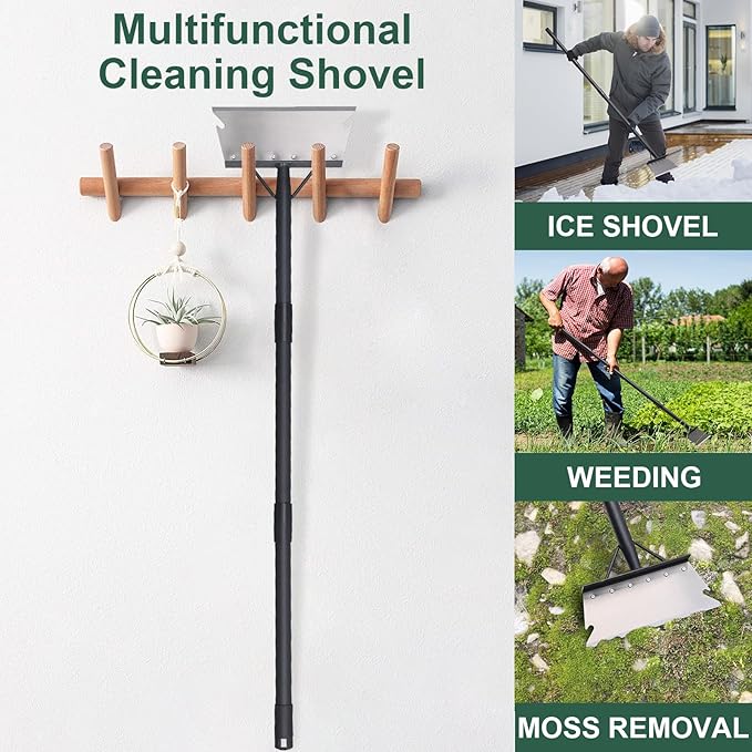 Garden Cleaning Shovel, Snow Shovel, Ice Scraper, 59 Inch Adjustable Handle Heavy Duty Garden Shovel Multifunctional Cleaning Shovel, for Lawn Edging, Scraping, Weed and Ice Removal