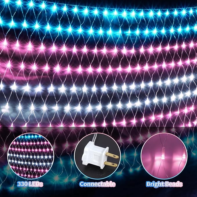 Trans Flag Lights Outdoor, 6.6x3.3 FT Trans Pride Flag Pride Decorations Connectable, 330LED Waterproof Transgender Flag with Lights, Pride Month Decorations for Room, Yard, Party, Office