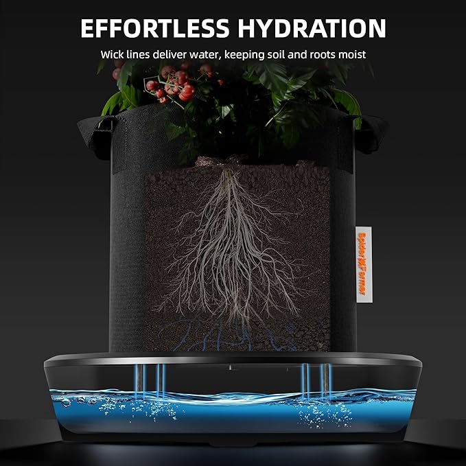 Spider Farmer 2025 Newest Self-Watering System, 2-Pack Auto Watering System with 13 Gallon Reservoir, 2Pcs Water Delivery Fabric Pot Base for Indoor Plants, Grow Tents, Gravity-Fed, No Power Needed