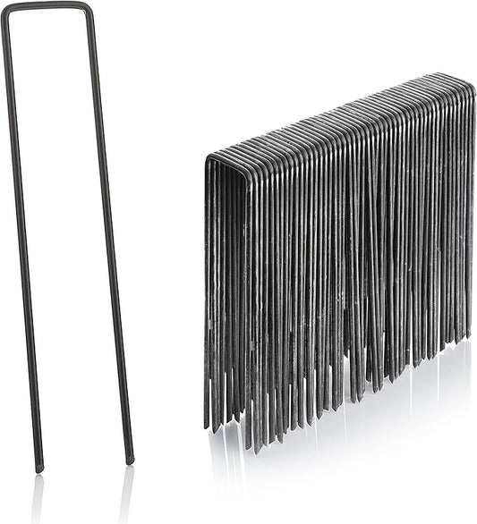 250-Pack 6'' 11 Gauge Heavy-Duty U-Shaped Garden Stakes Staples Spikes Pins Pegs - Ground Stakes for Anchoring Landscape Fabric