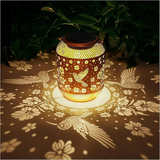 Solar Lanterns Outdoor Waterproof Hummingbird Garden Decor Birthday Gifts for Women Mom Grandma Hanging Solar Lights Metal Decoration Outside for Yard, Patio, Backyard, Porch, Pathway