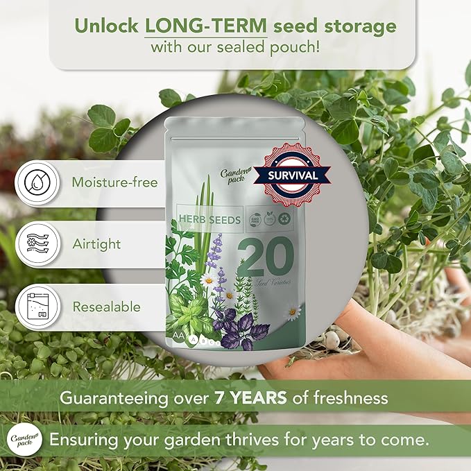 Garden Pack 20 Herb Seeds Variety Pack - 14,000 Non GMO Herb Seeds for Planting - Garden Seeds for Your Own Herb Garden