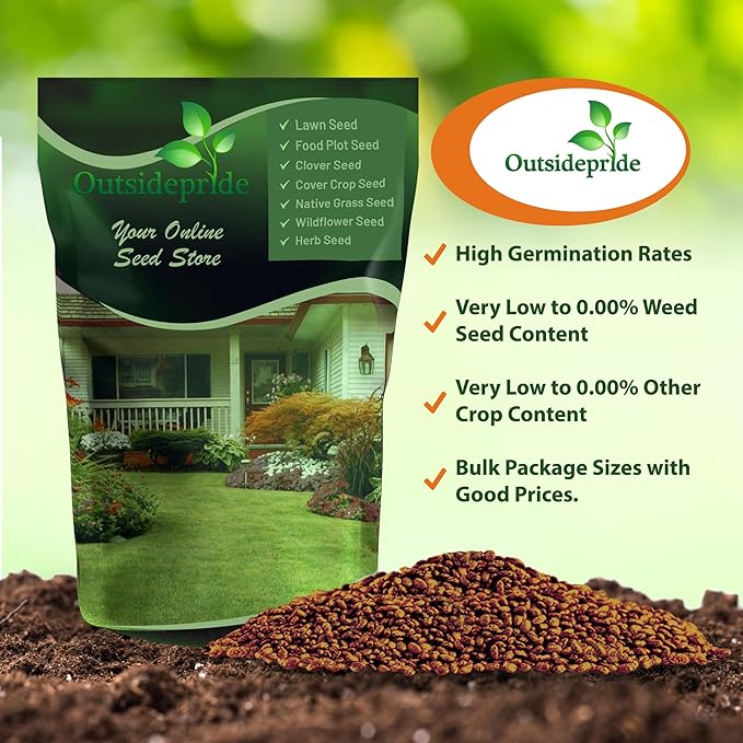 Outsidepride Perennial Red Clover Seeds - 2 lbs. Self-Seeding, Nitrocoated, Inoculated Clover Seeds for Lawn, Yard, Forage, Pasture, Hay, Nitrogen Fixation, Soil Improvement & Crop Rotation Programs