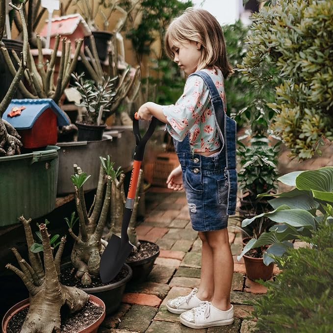 Kids Shovel, Small Shovels for Digging, Overall Length 28 Inches, Mini D Handle Shovel,Gardening Shovels,Matel Beach Shovel,Camping Shovel Matel+Fiberglass