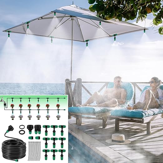 Leak-Proof Drip Irrigation Kit, Automatic Garden Watering System Lock Barbed Drip Irrigation System with 1/4 inch Irrigation Tubing for Greenhouse Raised Garden Bed,Lawn.(Drip Irrigation Kit)