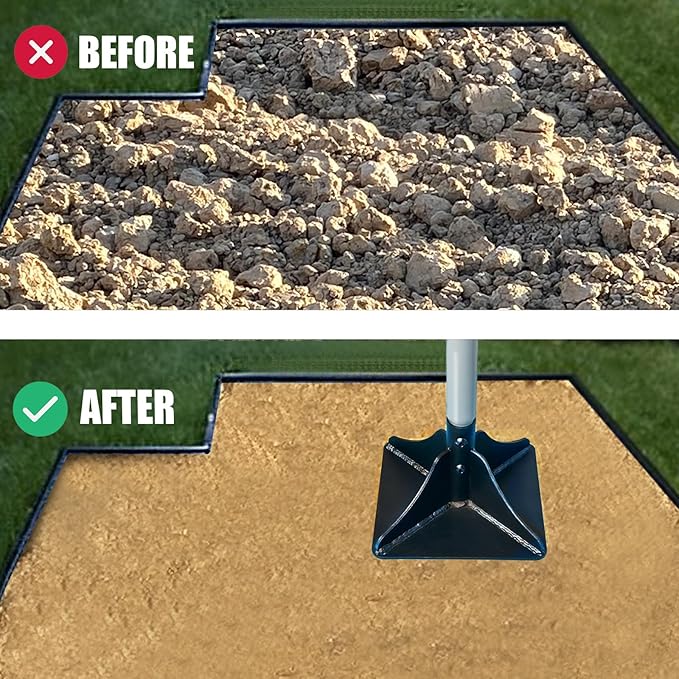 Heavy Duty Steel Tamper 10"x10" with 48 inch Handle and Rubber Grip Ideal Garden Landscaping Rammer for Earth Soil Asphalt, Gravel and Dirt Compaction Levelling Paver Tool Trash Tamper