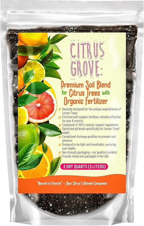 Premium Organic Citrus Potting Soil for Indoor/Outdoor Plants - Perfect for Oranges, Lemons, Limes & Grapefruits Trees - Hand Blended for Optimal Growth (1 Quart)