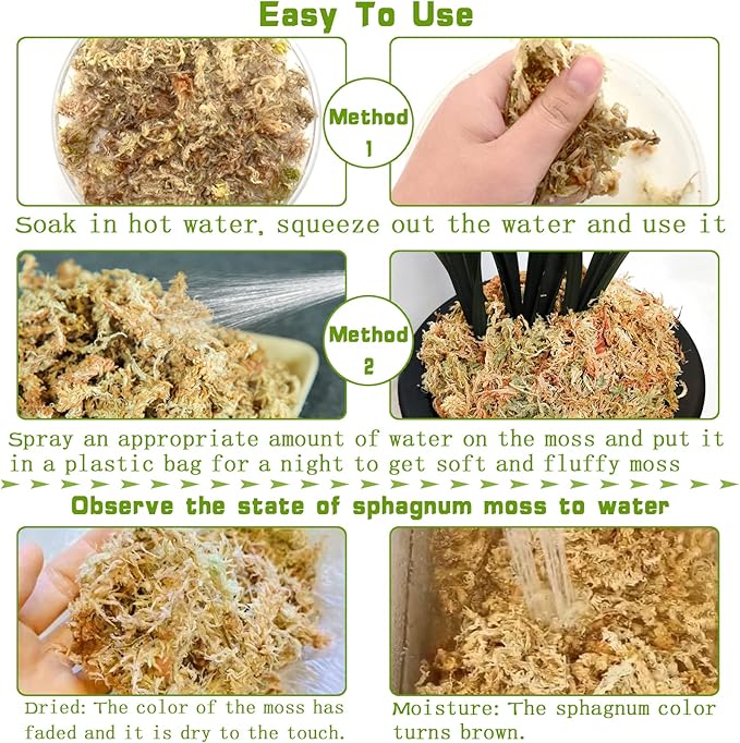 Legigo 7OZ Premium Sphagnum Moss for Plants- 8QT Natural Succulent Carnivorous Plant Moss Dried, Long Fiber Orchid Moss for Orchid Repotting Succulent Sarracenia Potted Plants Gardening and Reptiles