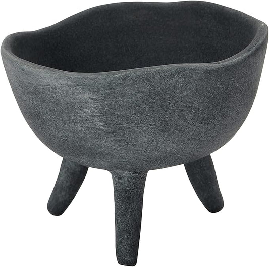 Creative Co-Op Boho Terracotta Footed Planter, Matte Black