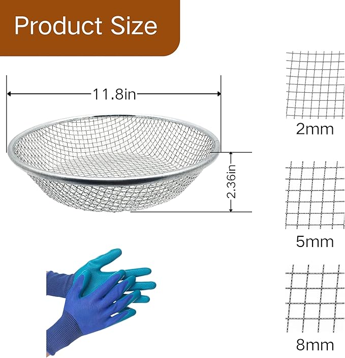 Soil Sifter for Gardening, Rock Sifter for 5gallon Bucket, Dirt Sifter Compost Sifter, Sifter for Gravel Sawdust Vermicompost