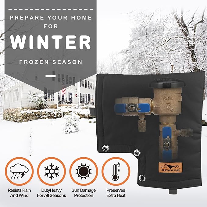 Backflow Cover, Backflow Preventers Protection, Pressure Vacuum Breaker Cover for Winter, Insulated Cover Pouch for Irrigation Backflow Valve, Sprinkler Valves Cover in Snow or Sun Exposure – Black