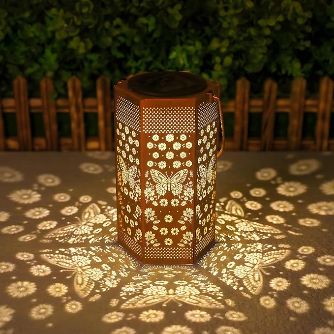 Butterfly Solar Lanterns Garden Decor - Birthday Gifts for Women Mom Grandma, Butterflies Solar Lantern Outdoor Waterproof Hanging Lights Outside for Yard, Patio, Lawn, Yard, Outdoor
