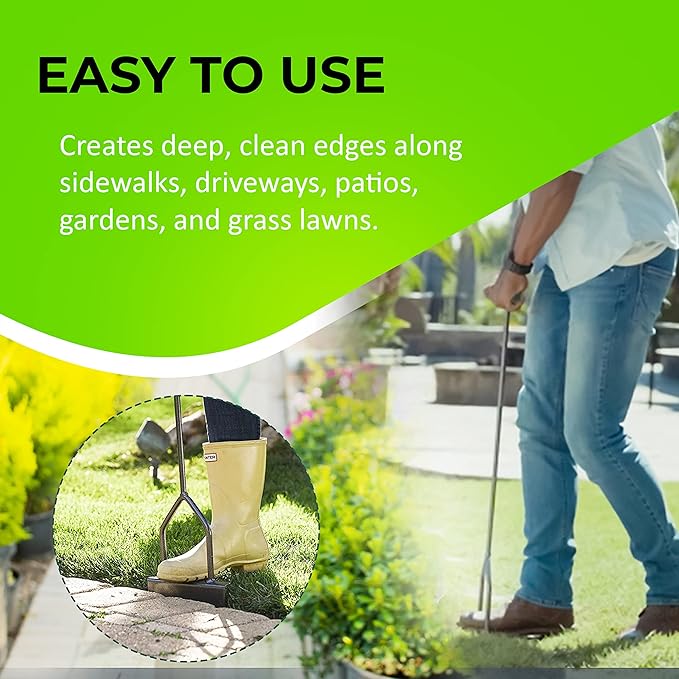 Yard Butler Step Edger - Handy & Durable Gardening Tool for Perfect Lines - Lawn Step Edger with Ergonomic Upright Design & Sturdy Blades