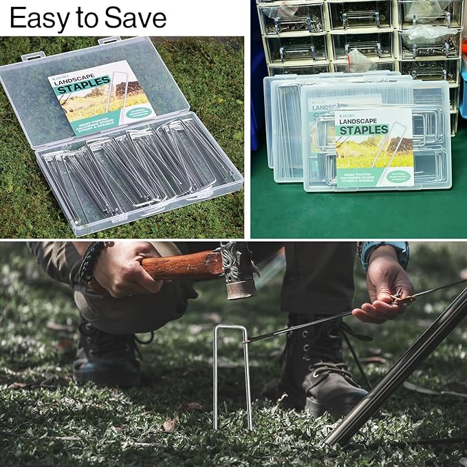 5 Inches Landscape Staples,Galvanized Garden Stakes Yard Stakes Garden Staples Prefect for Weed Barrier Fabric,11 Gauge Landscape pins for Tent,Balloons, Irrigation Tube. (40Pack,5 inch)