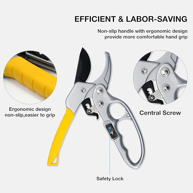 KOTTO Upgrade 4 Packs Pruner Shears Garden Cutter Clippers, Stainless Steel Sharp Pruner Secateurs, Professional Bypass Pruning Hand Tools Scissors Kit with Storage Bag