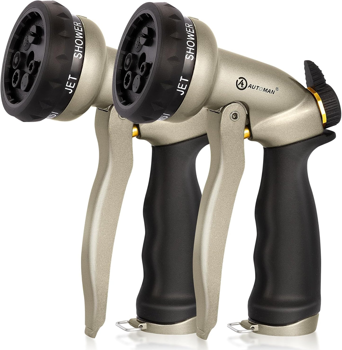 AUTOMAN Garden Hose Nozzle-7 Patterns Sprayer-2 Pack, Metal High Pressure Spray Nozzle, Heavy Duty Labor-Saving Design Water Hose Nozzle for Garden Watering, Car Washing, Window Cleaning, Pets Bathing