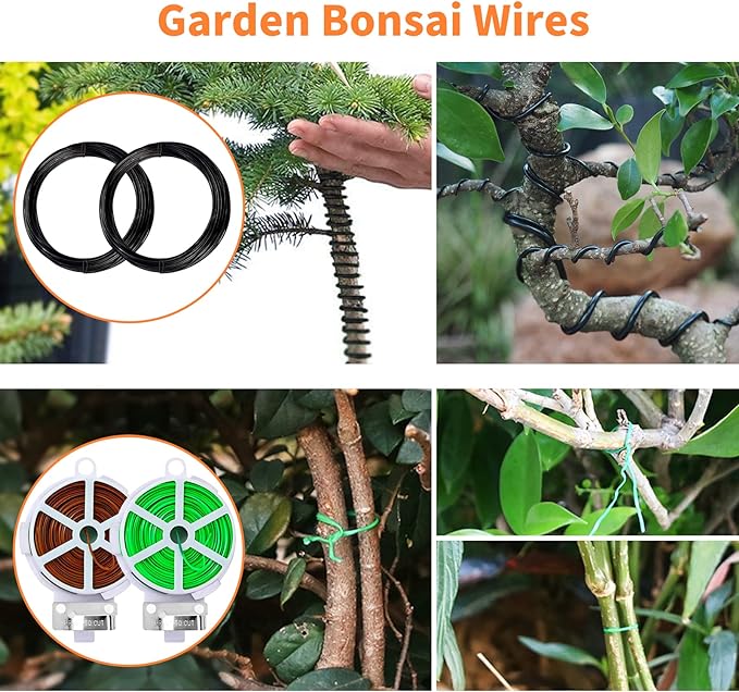 Bonsai Tools Set, 20 Pcs Gardening Succulent Tree Indoor Beginner Tool Kit, Include 262 Feet Bonsai Wire, 29.5"x29.5" Plant Repotting Mat, Leather Bag, Bonsai Scissors, Pruning Shears, Gifts for Women