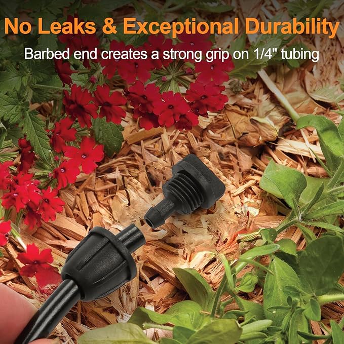 1/4 Inch Drip Irrigation End Plug Fittings, 25 Pieces 1/4'' Drip Line Barbed Locked End Cap Connectors for 1/4 Inch Irrigation Tubing Anti-leak Goof Plugs for Garden Drip Sprinkler Systems