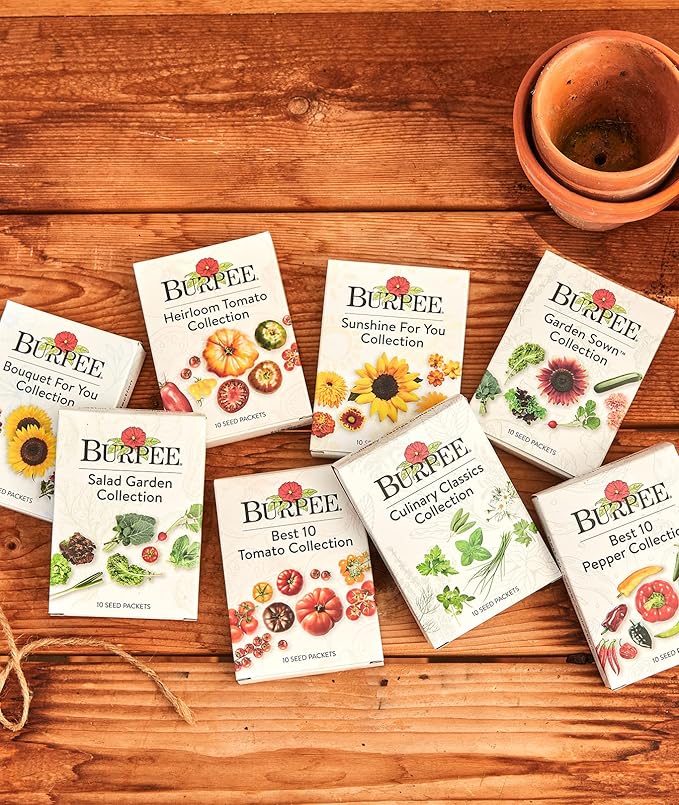 Burpee Culinary Classics Garden Collection 10 Packets of Non-GMO Chives, Cilantro, Basil, Sage, Thyme, Dill, Parsley, Chamomile, Marjoram & Oregano | Kitchen Herb Variety Pack, Seeds for Planting