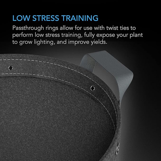 AC Infinity Heavy Duty Fabric Pots, 3 Gallon Aeration Reusable Grow Bags 5-Pack with 500G Thick Nonwoven Fabric and Multi-Purpose Rings, for Low Stress Plant Training Fruits, Vegetables, and Flowers