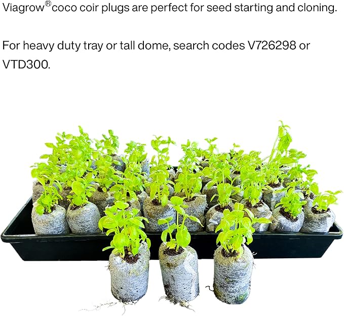 Viagrow Coco Coir Seed Starter Plugs, Sustainable Soil Pods, Expandable Coco Discs 50mm, 50-Pack