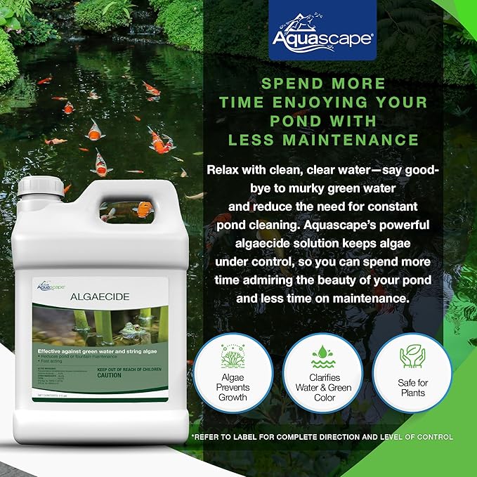 Aquascape Algaecide for Ponds, Waterfalls, and Fountains – Large-Scale Algae Control, 2.5 Gallons / 9.46 L, 96053