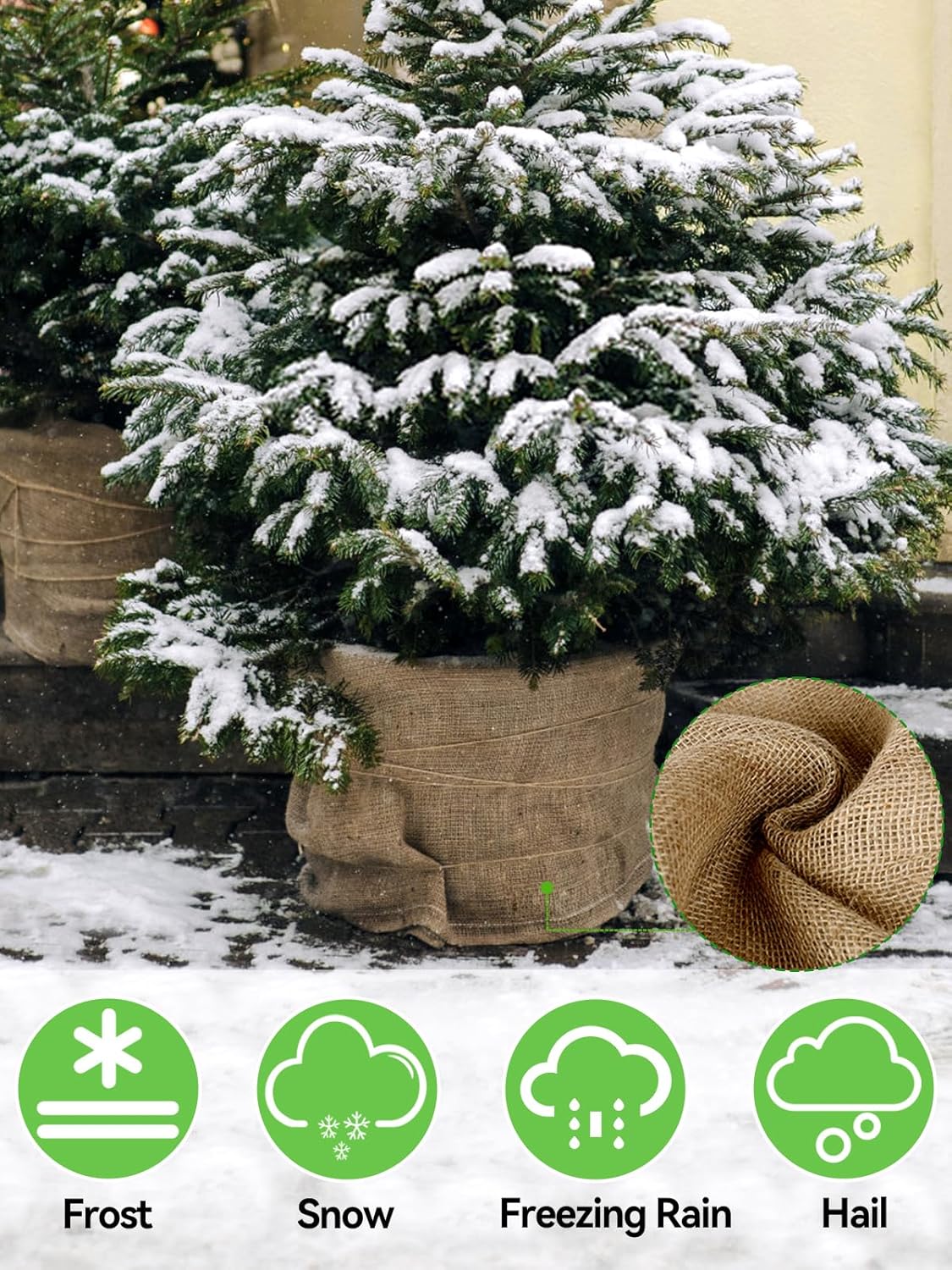 ANPHSIN 15ftx40in Natural Burlap Plant Covers Freeze Protection, Winter Frost Plant Blankets, Frost Cloth for Outdoor Bushes Trees Potted Plants Cold Weather