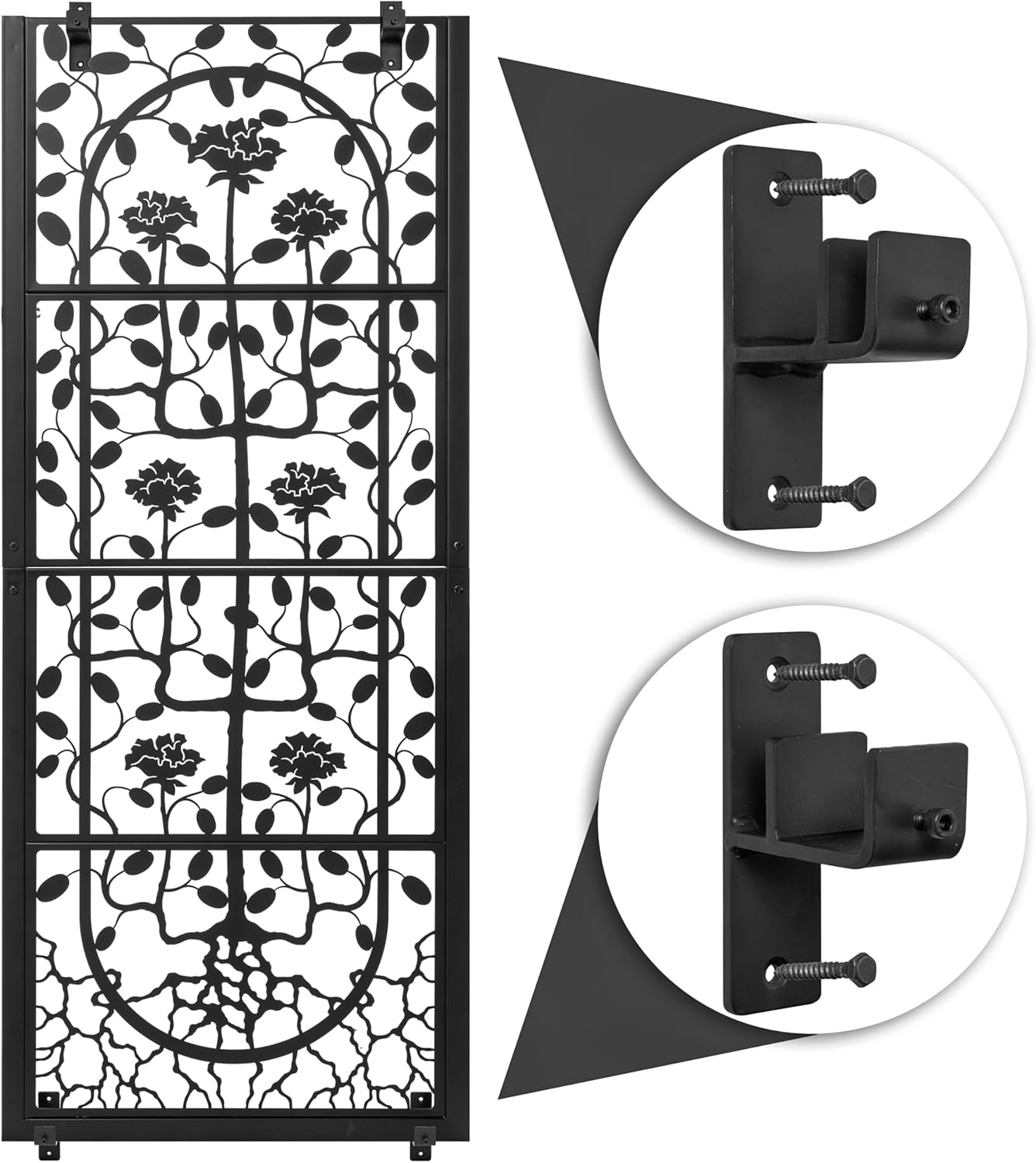H Potter Trellis Privacy Screen (Wall Trellis Black w Mounting Brackets)