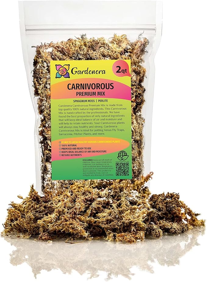 Sphagnum Moss Potting Mix for Carnivorous Plants - 10 Quart - Moss and Perlite Blend for Potting Venus Fly Traps, Sarracenia, Pitcher Plants (2 Bags of 5QT)