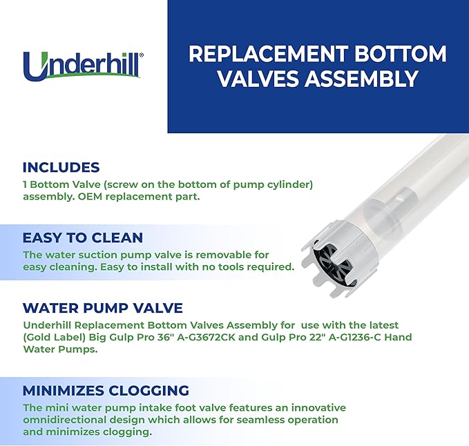 Underhill Bottom Valves for Water Pump Big Gulp Pro 36 Inch and Gulp Pro 22 Inch Pumps, Replacement Parts, Repair, Fluid Transfer, A-GRPBV