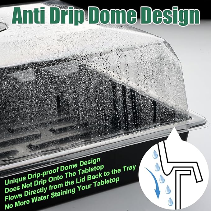 Anti-drip Seedling Starter Trays with 4" Dome, 5set Seed Starting Tray with Humidity Cover and Drip Tray, Drip Proof Mini Propagator Plant Grow Kit for Herb Seedling Propagation Growing
