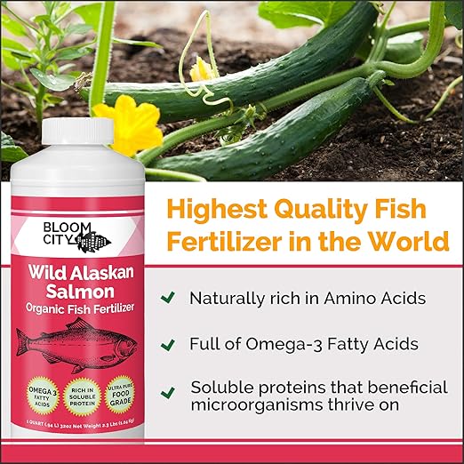 Bloom City Organic Wild Fish Fertilizer and Plant Supplement, Great for Roots and Soil, Made from Sustainable Salmon, 1/2 Pint (8 oz)