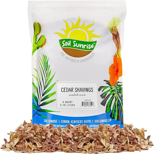 Natural Cedar Shavings Mulch/Bedding (4 Quarts), Garden Mulch and Small Animal Pet Bedding