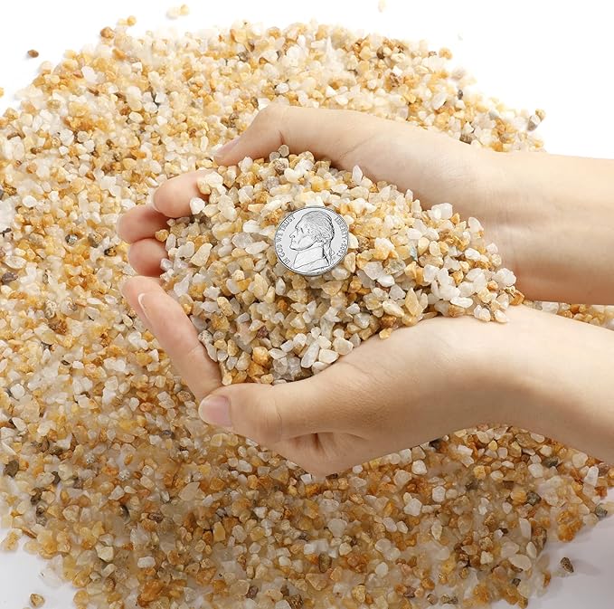 Coarse Golden Sand Stones, Boniosz 2.4lb Succulent and Cactus Bonsai Rocks Small Decorative Pebbles for Terrariums, Fairy Gardening, Top Dressing, and Houseplants
