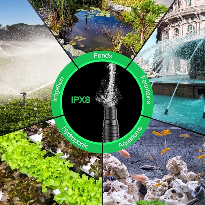 VIVOSUN 1600 GPH Submersible Water Pump, 100W Pond Pump, Ultra Quiet Aquarium Pump with 15FT. Lift Height for Pond, Waterfall, Fish Tank, Statuary, Hydroponic