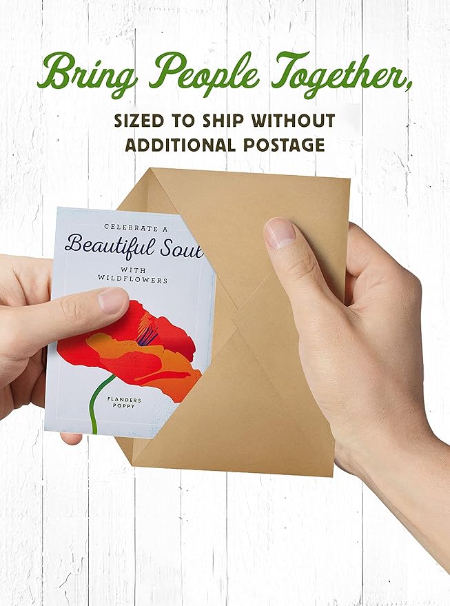 American Meadows Wildflower Seed Packets Celebrate a Beautiful Soul Memorial Favors (Pack of 20) - Red Poppy Seed Mix, Favors for Funerals, Wakes, Viewings, Visitations, Memorial Services