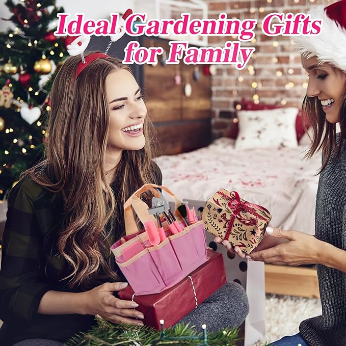 44 pcs Succulent Tool Set - 30.7in Indoor Plant Repotting Mat and 19 Pcs Mini Gardening Hand Tools Bag, Garden Plants Transplanting Supplies for Women Christmas Holiday Gardener Gifts Outdoor, Pink