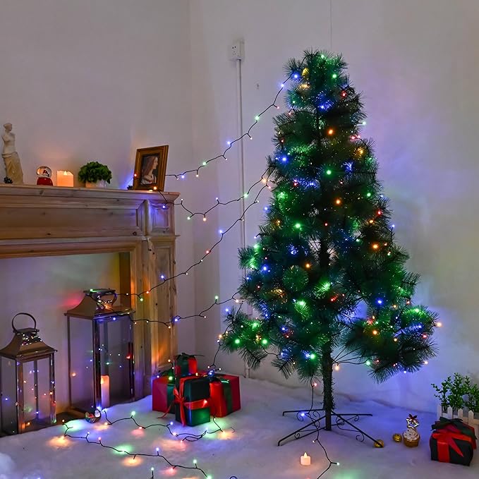 Outdoor String Lights, 300 LED 108Ft Christmas Light with Remote, 8 Lighting Modes, Powered Plug for Wedding Party Garden Tree Yard Indoor Decorations, Multi-Color