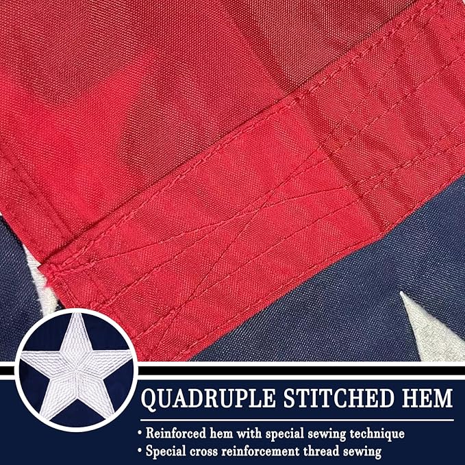 AZCOVER American Flag 8x12 FT Us Flag for Outside USA Heavy Duty Nylon American Flags for Outdoor with Embroidered Stars Sewn Stipes and Brass Grommets All Weather Lasting United States Flag