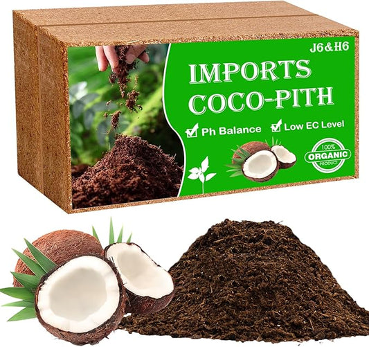 J6&H6 2 Pack Natural Organic Coco Coir Bricks for Plants,Coconut Soil with Low EC Value and PH,Easy to Expand Coconut Coir Bricks Potting Soil,Suitable for Garden Planting Flowers and Vegetables