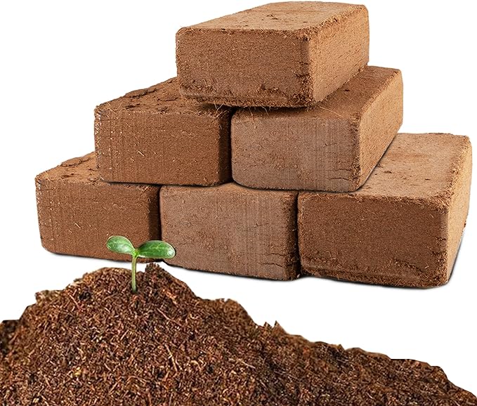 Coco Coir Brick for Plants- 6 Pack Premium 100% Organic Peat Moss Mix with Low EC & pH Balance, Fiber Coconut Husk for Planting, Gardening, Potting Soil Substrate
